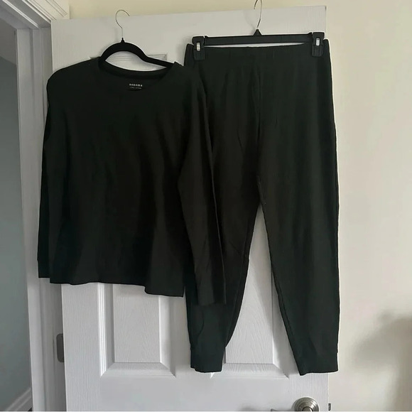 Size M Sonoma Olive Green Thermal Sleep Set Pandas Pyjamas - Picture 1 of 3